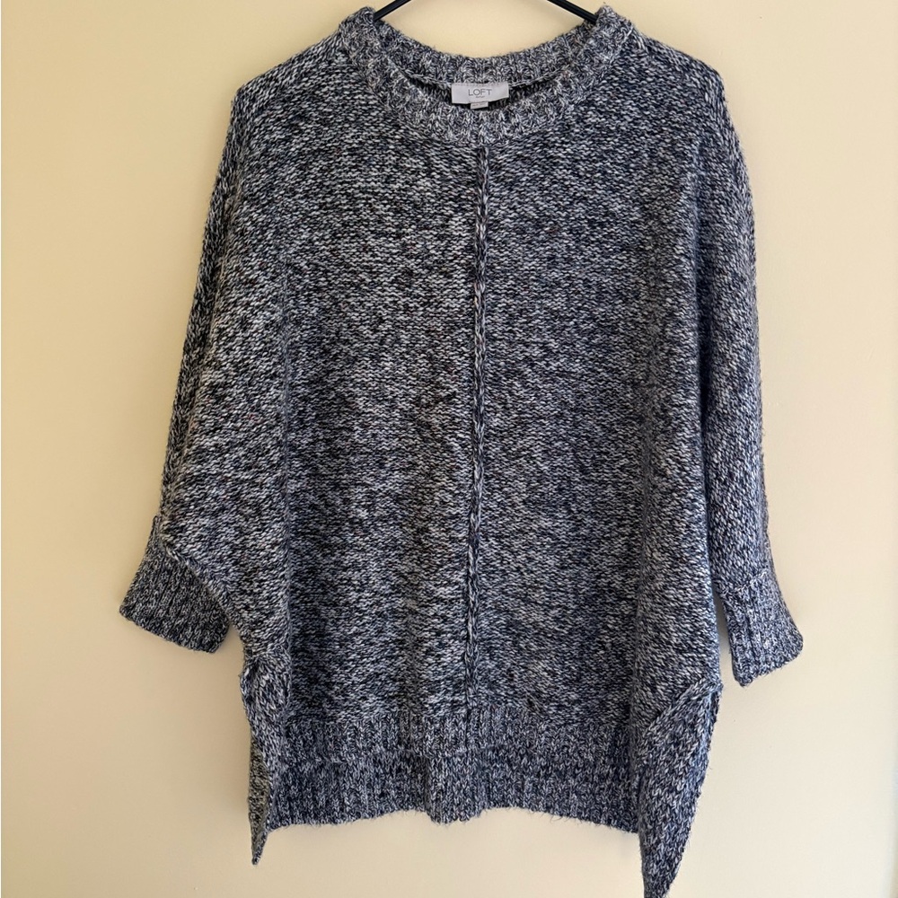 LOFT Heathered Black and White Sweater
